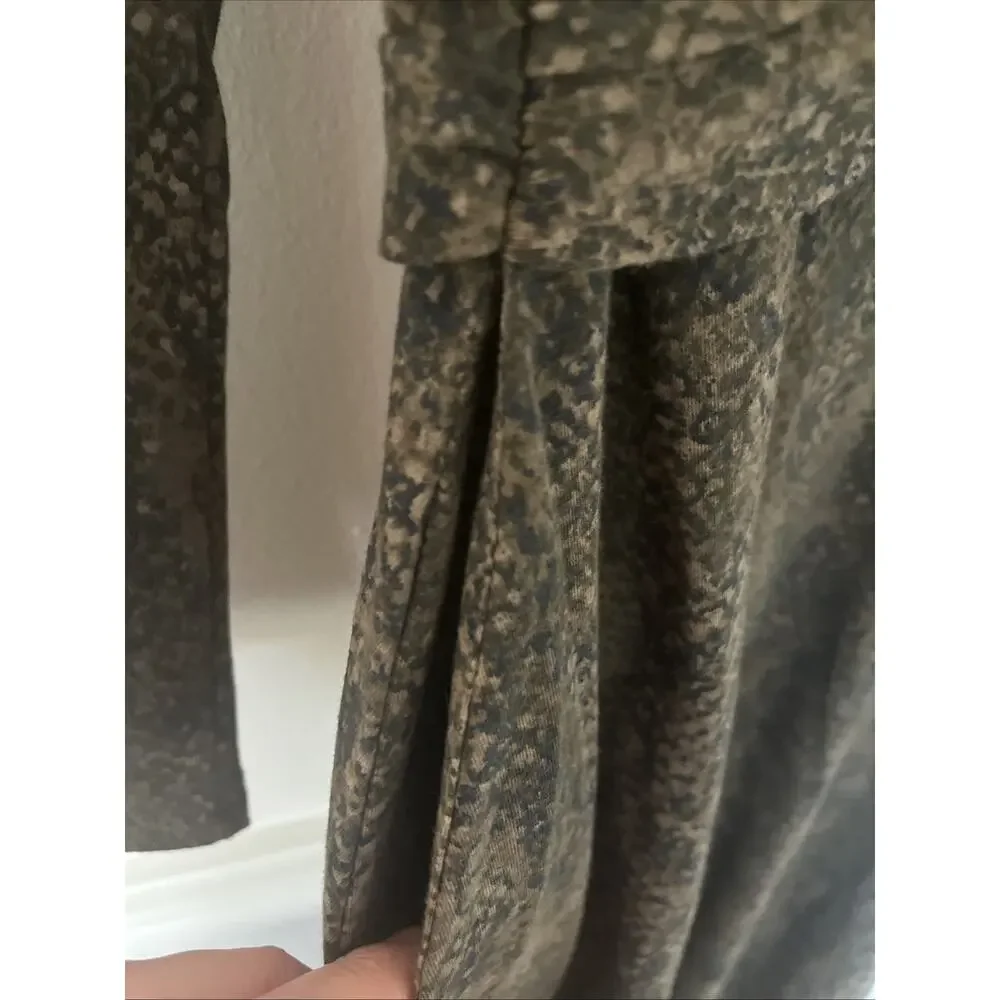 Pact Organic Cotton Dress Size‎ Medium Faux Wrap Snake Print Green Black